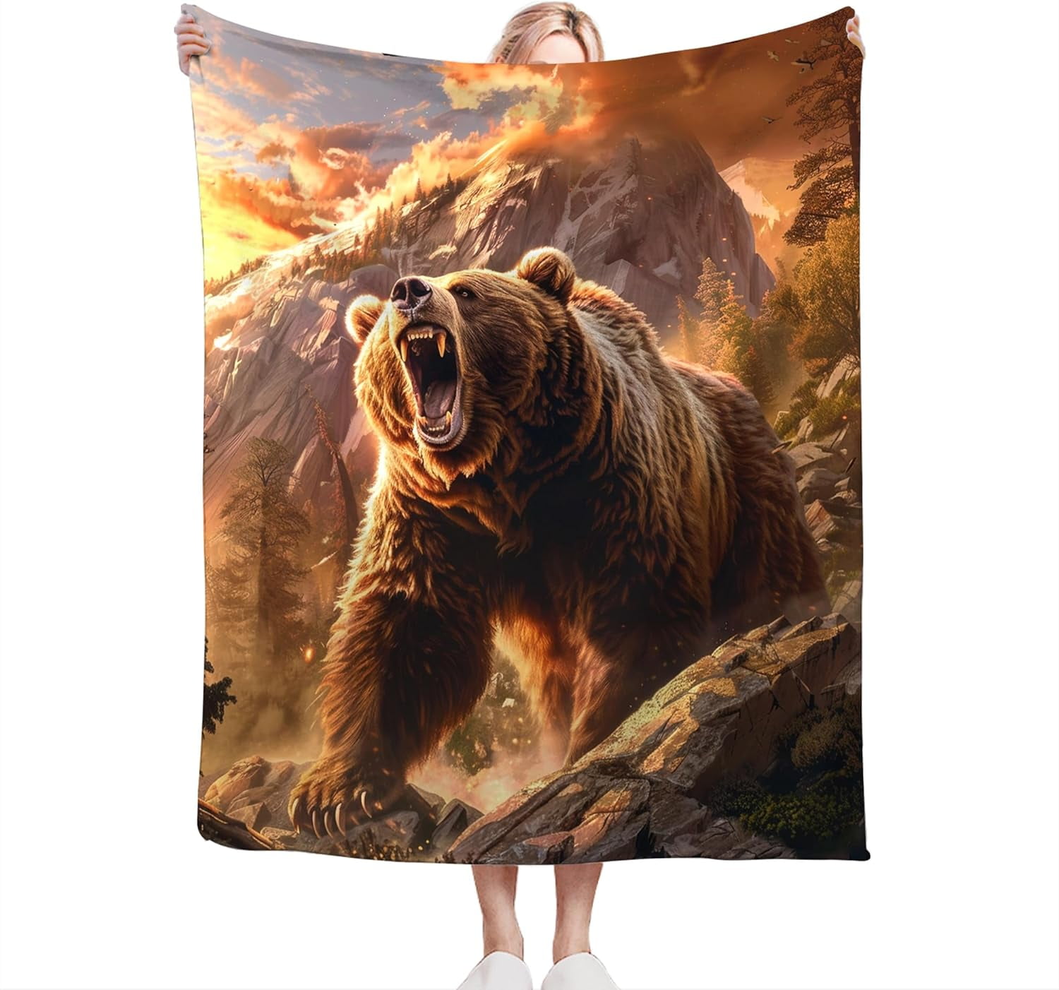 Bear Blanket Animal Throw Blanket Bear Gifts and Decor Cabin Blanket for Girls Women Boys Men Soft Warm Cozy Fleece Blanket for Couch Sofa \u200bBed 80"x60"