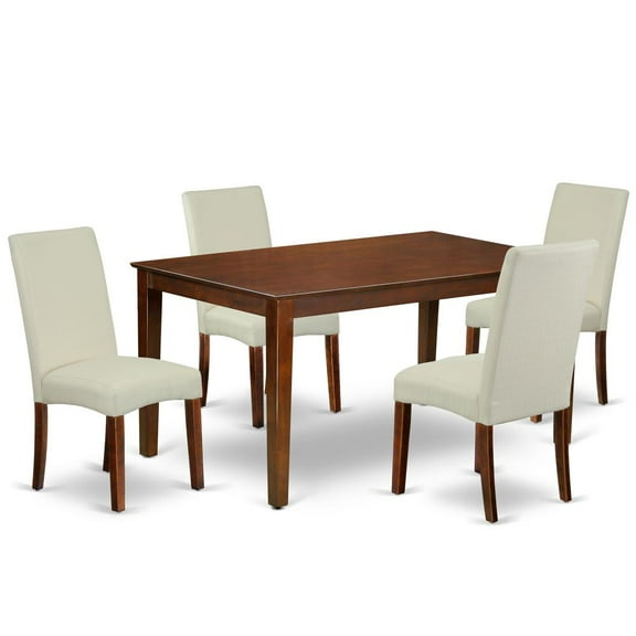 East West Furniture Capri 5-piece Wood Dining Set in Mahogany/Cream