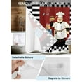 thumbnail image 3 of No Hook Cloth Fabric Shower Curtain with Snap in Liner, Fat Chef Waterproof Shower Curtains Set with See Through Top Window, Black White Checkered Farmhouse Red Kitchen Cook Bath Curtains 66"x72", 3 of 6