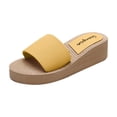 thumbnail image 5 of Rokment Women's Platform Wedges Dress Slippers for Indoor Outdoor Fashion Casual Beach Chunky Memory Foam High Heels Slip on Slides Sandals Yellow Size 8, 5 of 6