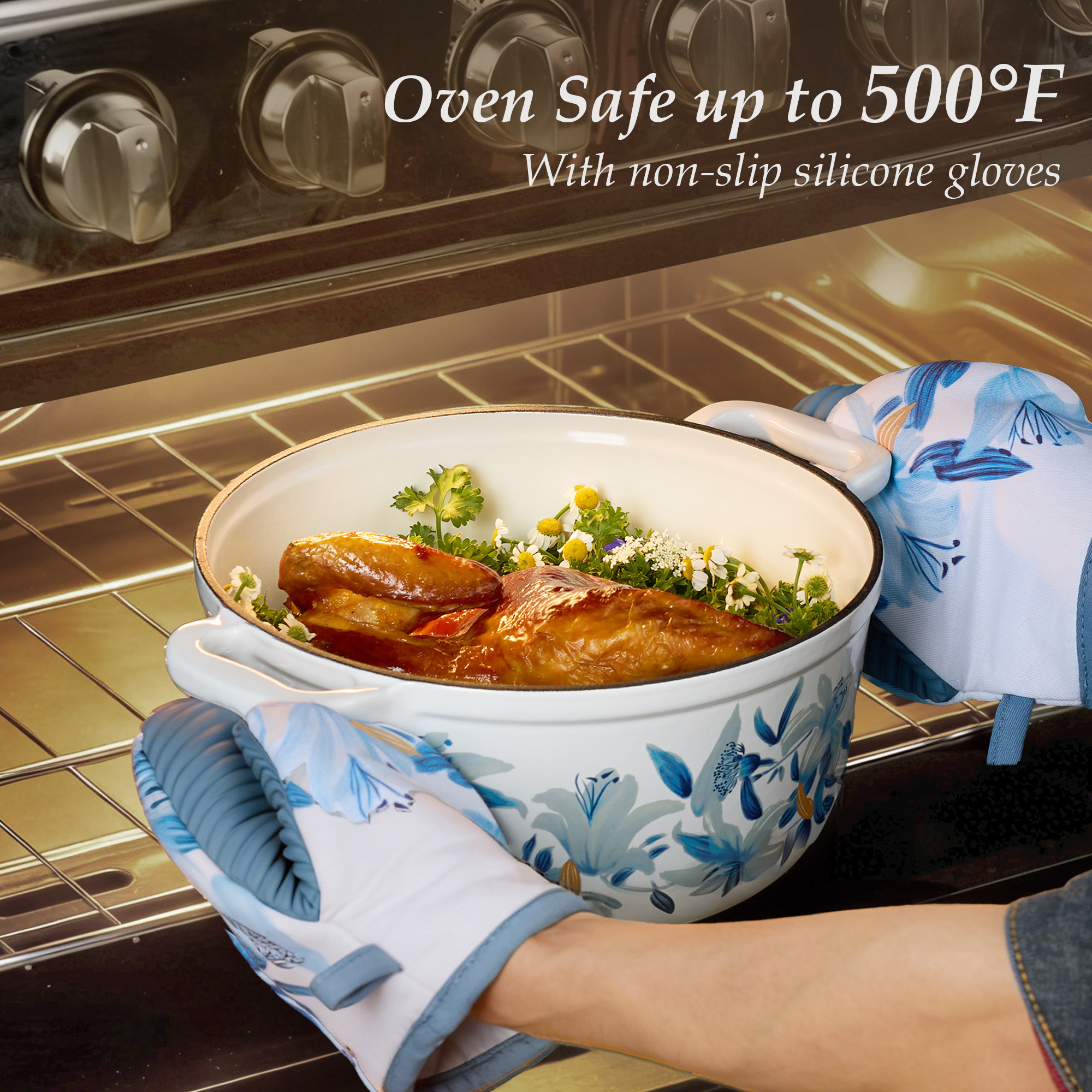 Carote 5-Quart Enameled Cast Iron Dutch Oven, Blue photo 3