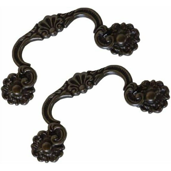 4 Pack Drop Bail Pulls, Oil Rubbed Bronze Vintage Cabinet Handles with 3-7/8 Inch Hole Centers, Antique-Style Hardware for Dresser Drawers and Furniture Restoration$$Tools & Hardware Other