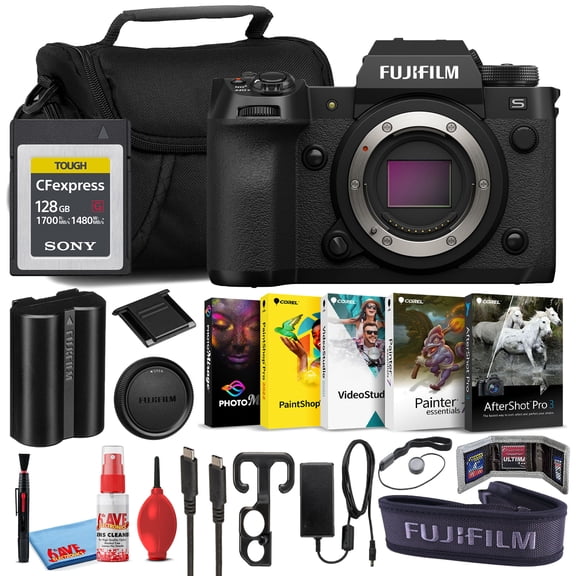 Fujifilm X-H2S Mirrorless Digital Camera (Body Only), APS-C Stacked Sensor   CFexpress Card & Bundle