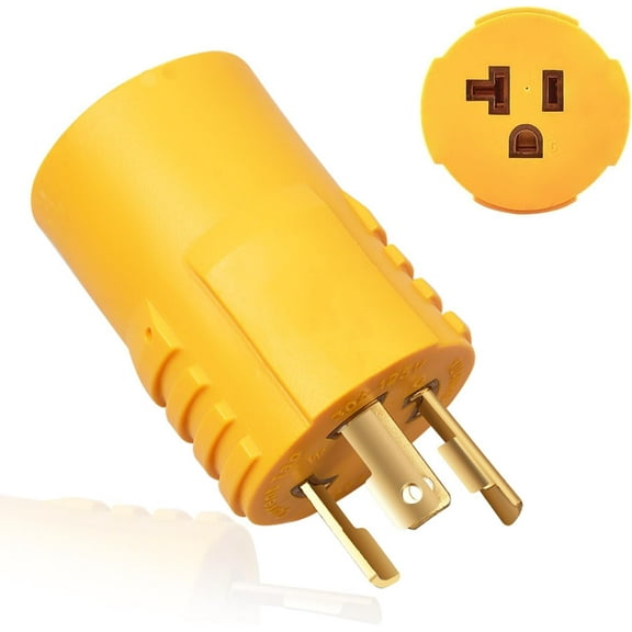 Shore Power 30A to 15A Generator Connector, NEMA L5-30P to 5-15R / 5-20R, 30 Amp to 110V Adapter, ETL-Certified, RV, Marine, and Household Use