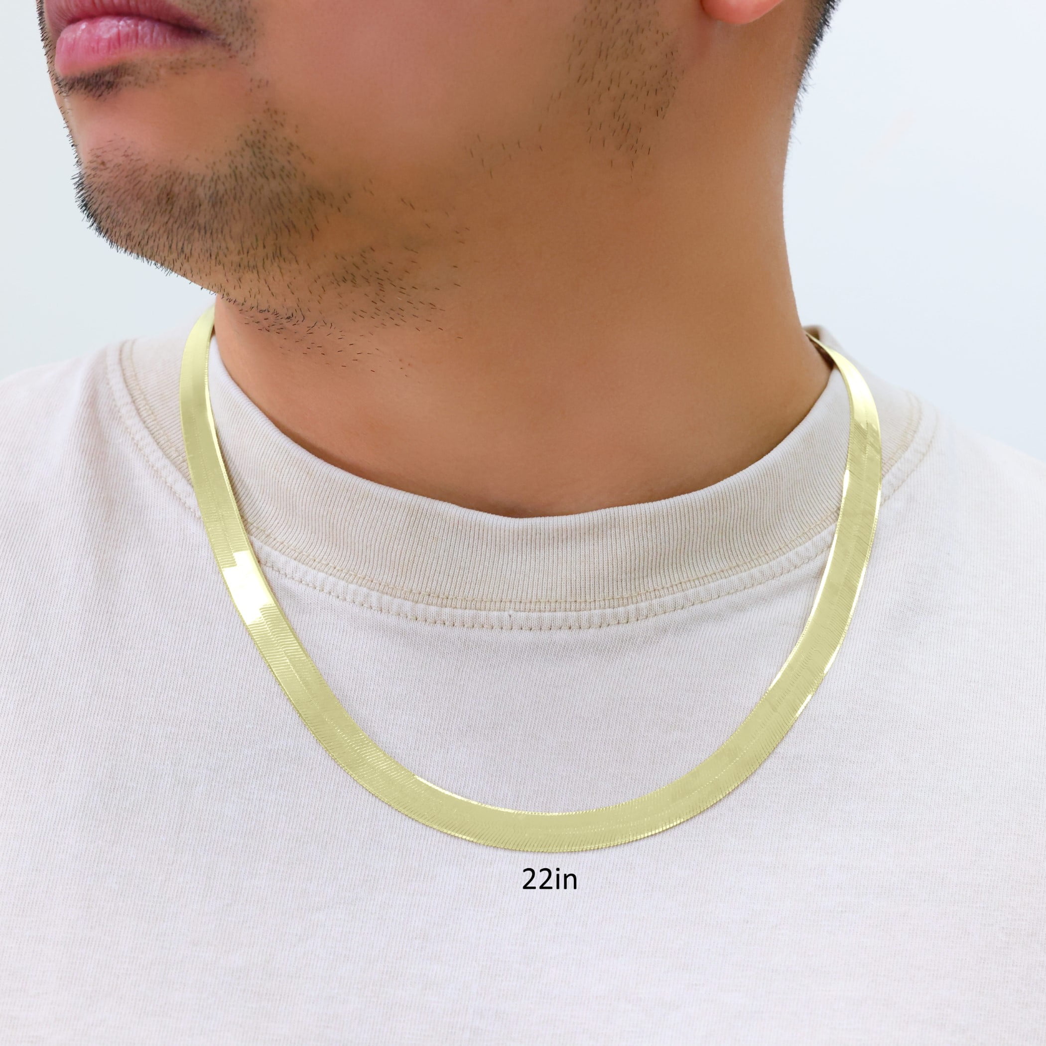Nuragold 10k Real Yellow Gold Solid Herringbone Flexible 9mm Chain Necklace (16"-24") Italian Jewelry for Men & Women
