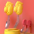 thumbnail image 4 of 2Pcs/Set Silicone Baby Spoon Fork Set Cute Cartoon Animal Baby Feeding Dishes Tableware for Kids Training Spoon Forks, 4 of 10