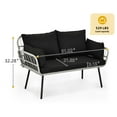 thumbnail image 5 of DWVO Loveseat Patio Wicker Sofa Outdoor Rattan Couch Furniture with Cushions & Lumbar Pillows - Outdoor Patio Furniture Set - Black, 5 of 8