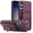 thumbnail image 3 of SaniMore for Samsung Galaxy S24 Case with Metal Rotating Ring Kickstand RFID Blocking Card Slots PU Leather Anti-scractch Wear-resitant Shockproof Wallet Cover for Samsung S24, Purple, 3 of 9