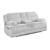 Pemberly Row Corduroy Double Reclining Love Seat with Center Console in Gray