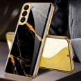 thumbnail image 2 of Full Cover Phone Case Tempered Glass Hard Printed Smartphone Bumper Case Cell Phone Covers Electroplated for S22/22Plus/Ultra Camera Protection Protective  Galaxy S22 ULTRA Golden Thread, 2 of 8