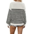 thumbnail image 7 of Women Oversize Striped Sweaters Drop Shoulder Long Sleeve Crewneck Knit Sweatshirt Casual Loose Pullover Tops (L, Black), 7 of 7