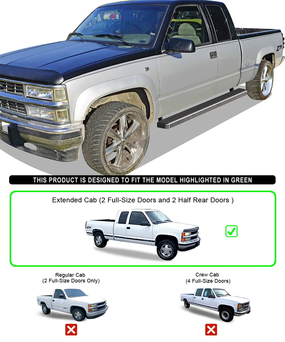 APS Running Boards 5 inches Compatible with Chevy GMC CK 1988-1998 Extended Cab (Include Z71) (Will Not Work on Vehicles with Power Boards) Stainless Steel (Side Steps Side Bars)