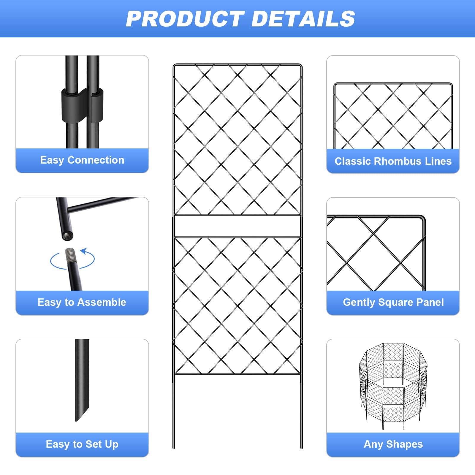 Decorative Garden Fence 10 Pack, 38.6in(H) x 10ft(L) Rustproof Metal No Dig Fence Animal Barrier for Dog, Wire Border Panel Fencing for Yard Patio Outdoor Decor