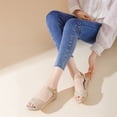 thumbnail image 6 of Gpaecead Women Open Toe Espadrilles Wedge Sandals Plus Round Toe Canvas Breathable Spring Summer Beach Height Casual Yellow, 6 of 8