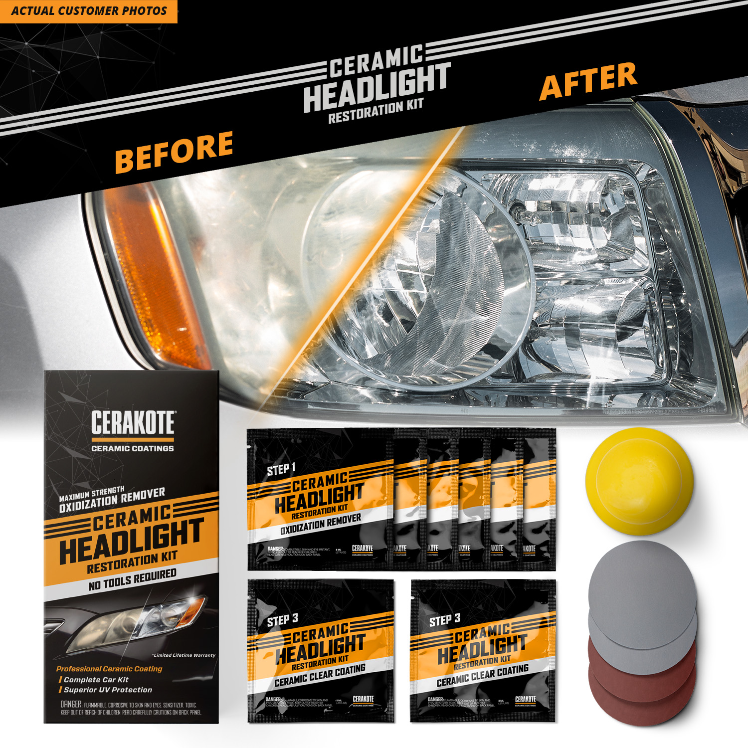 CERAKOTE® Ceramic Headlight Restoration Kit - Maximum Strength Oxidation Remover - image 5 of 7