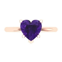 2 ctw Solitaire Anniversary Ring for Women | Heart Cut Natural Amethyst | Hyperallergenic Solid 18K Rose Gold