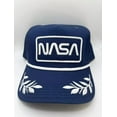 thumbnail image 2 of MAD ENGINE NASA Hat Cap Adjustable Navy Blue Embroidered Leaves Greek Cotton, 2 of 4