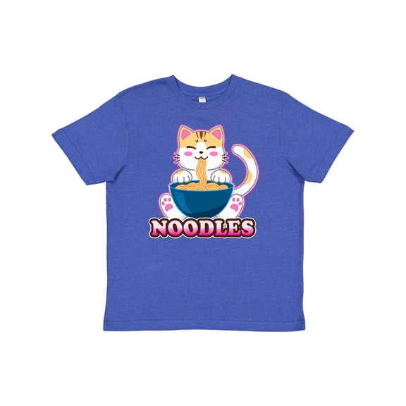 Inktastic I Love Noodles with Cat Illustration Youth T-Shirt