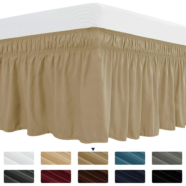 Subrtex Easy Fit Dust Ruffle, Wrap around Bed Skirts with Long Tailored