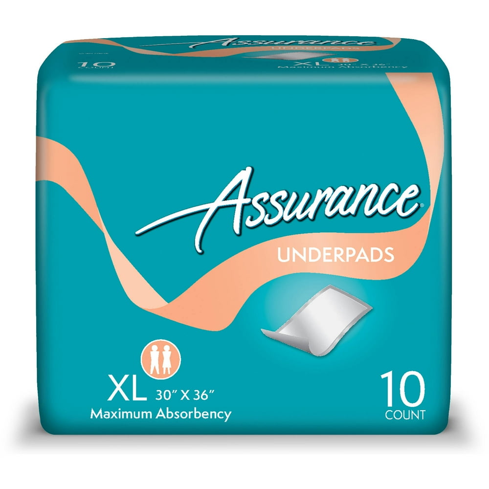 Assurance Incontinence Pads Unisex, Maximum, XL, 10 Ct - Walmart.com ...