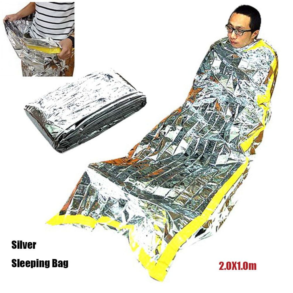 Camouflage Camping Hiking Survival Accessories PE Sun Protection Tool  Thermal Keep Warm Outdoor Emergency Blanket Sleeping Bag SILVER 2.0X1.0M  SLEEING BAG - Walmart.com