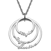 Family Jewelry Personalized Mother's Gold over Silver Open Circle with 3 Names Necklace