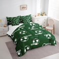 thumbnail image 3 of Feelyou Green Soccer Print Twin Bedding Sets 7-Piece for Kid, Cartoon Football Lover Bedding Comforter Set, Eat Sleep Sport Reversible Sheet Sets, Luxury Bedroom Decor, 3 of 7