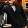 thumbnail image 2 of Zimjoy Black Cardigan Sweaters for Men Long Sleeve Shawl Collar Knit Sweater Button Down Sweater Loose Fit Casual Fall Winter Outwear Mens Cardigan with Pockets, Black M, 2 of 4