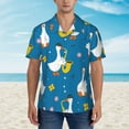thumbnail image 2 of Fuzoiu Cartoon Goose Print Hawaiian Shirt for Men, Summer Beach Casual Short Sleeve Button Down Shirts, Men’s Beach Summer Shirts with Pocket,Small, 2 of 7