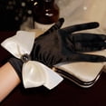 thumbnail image 4 of Vintage Gloves Hepburn Black Satin Thin Bowknot Stage Banquet Bride Accessories gloves women Short Satin Gloves Wrist Length Gloves Women's Gown Gloves Opera Wedding Banquet Dress Glove, 4 of 8