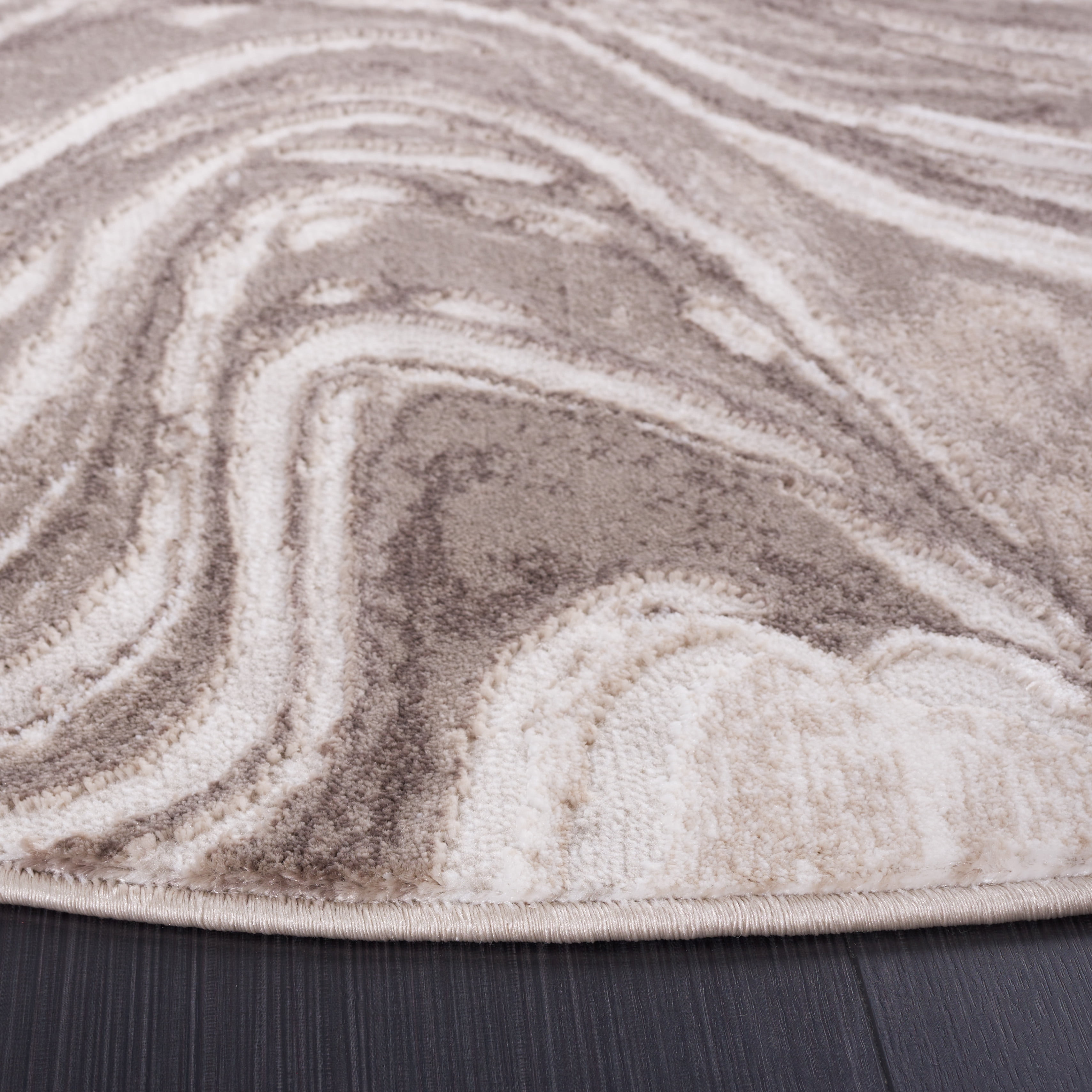 SAFAVIEH Meadow Joey Wavy Marble Area Rug, Beige, 6'7" x 6'7" Round