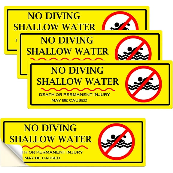 No Diving Shallow Water Stickers NO DIVING Adhesive Swimming Pool Safety Warning Stickers Pool Signs