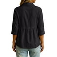 thumbnail image 7 of Feancey Womens Peplum Button Down Shirt Cotton Linen 3/4 Sleeve Collared Shirts Loose Fit Casual Babydoll Tops 2026 Fall Fashion Black L, 7 of 7