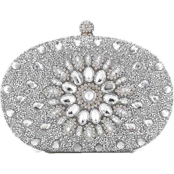 UTAH-Crystal Women Evening Clutch Rhinestone Bag Bling Purse Glitter Radiant Shouder bag for Christmas Bridal Wedding Party