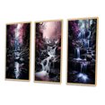 thumbnail image 3 of Designart "Uncharted Journey Beneath the Pink Tree Waterfall I" Landscapes Framed Wall Art Set Of 3 - Pink Waterfall Frame Gallery Wall Set For Home Decor, 3 of 6