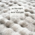 thumbnail image 6 of VK·LIVING Thick Ribbed Faux Rabbit Fur Cozy Reversible Throw Blanket,Super Soft 3D Striped Fuzzy Cozy Blankets,Light Gray,108"x 90", 6 of 7