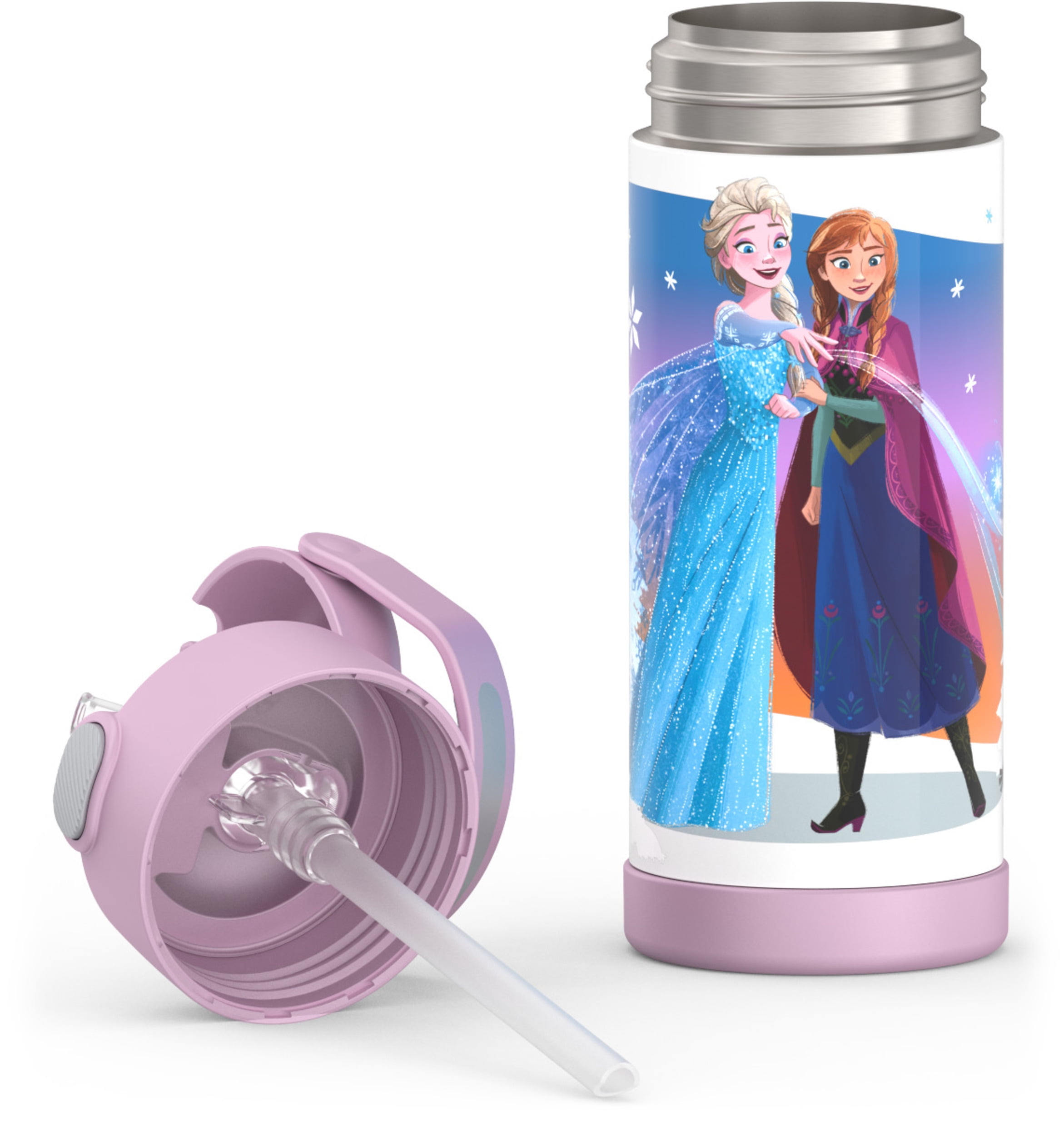 Thermos Kids Stainless Steel Funtainer Water Bottle with Straw, Dishwasher Safe, Leak Proof, Frozen, 14 oz