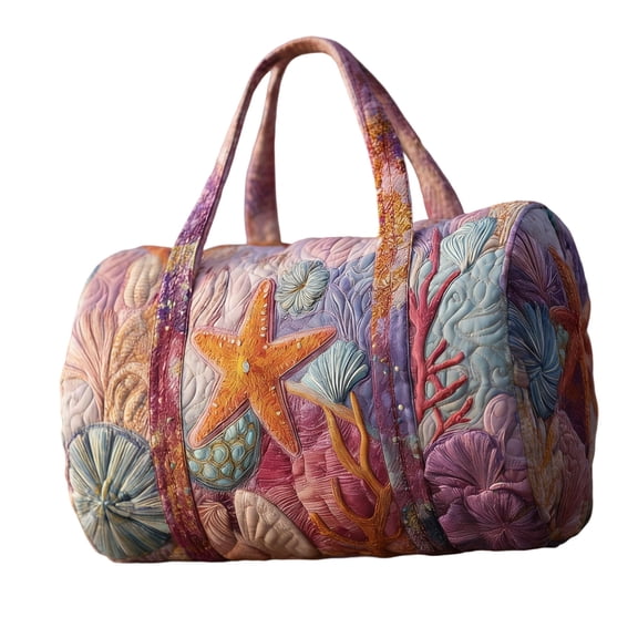 A 16 Inch Tropical Beach Quilted Tote Bag Embroidered Handbag For Women Travel Shopper With Palm And Flamingo Design