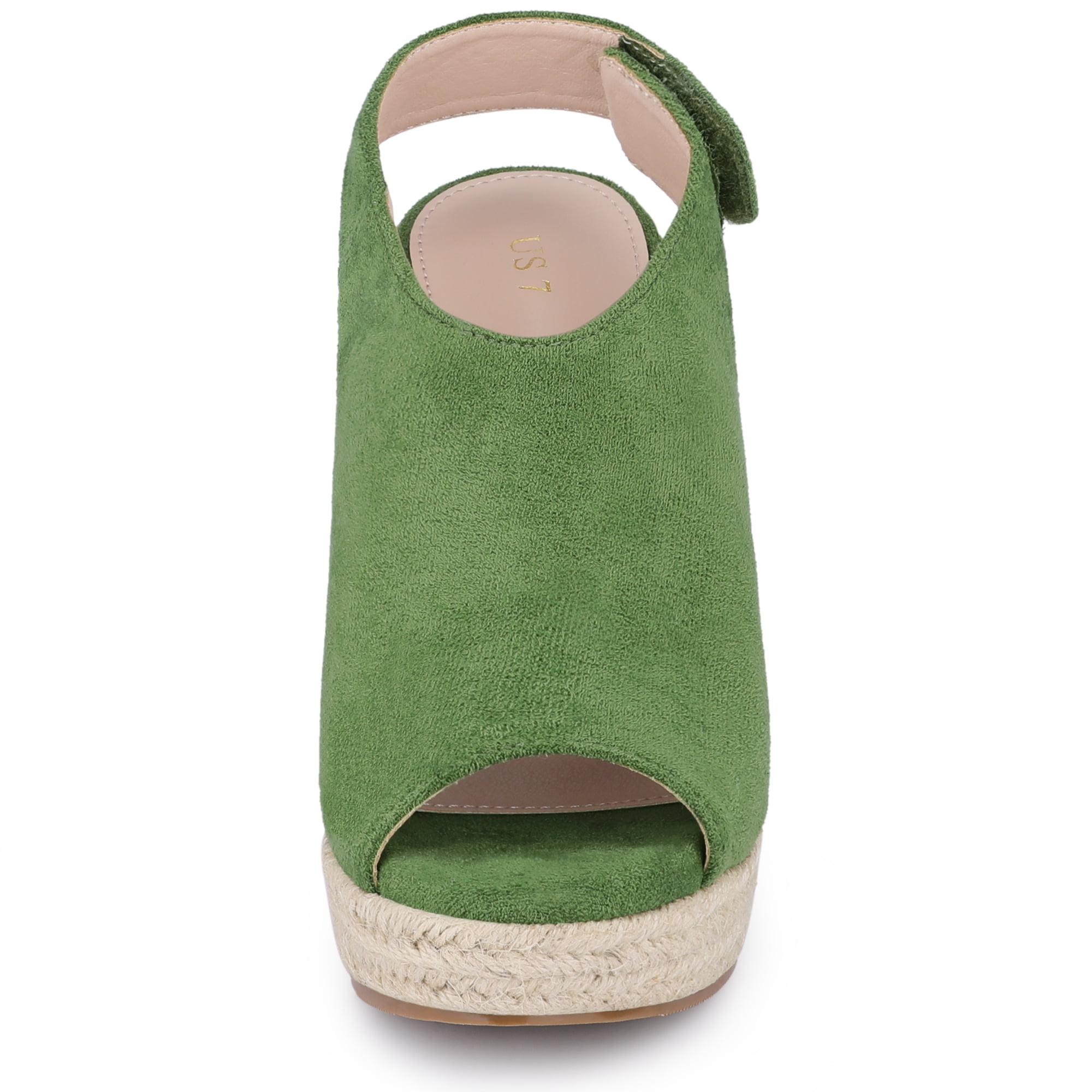 DARING DIVA Slingback Platform Wedges Heel Espadrille Wedge Sandals Olive Green 9