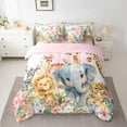thumbnail image 2 of jejeloiu Zoo Tiger Zebra 7-Piece Twin Bedding Sets,Wild Lions Elk Bedding Comforter Set,Colorful Rustic Flowers Sheet Sets For Kids,Breathable Home Decor Reversible, 2 of 8