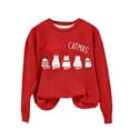 thumbnail image 3 of Christmas Cute Cat Sweatshirts for Women 2025 Long Sleeve Crewneck Funny Meowy Catmas Graphic Sweatshirt Pullover Tops, 3 of 5