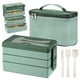 thumbnail image 1 of Lunch Box with Bag - 3-Tier Lunch Box with Cutlery Set, 4-in-1 Lunch Box with Cooler Bag for Students Adults Office Microwave Dishwasher Safe, 1 of 5