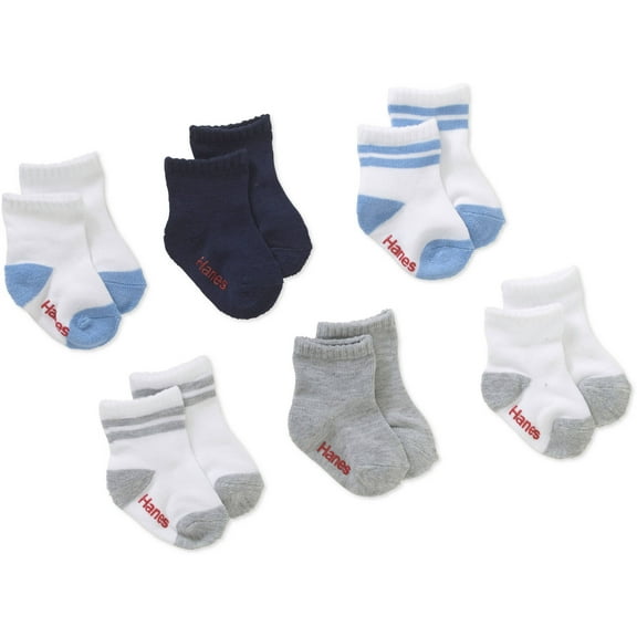 Hanes Toddler Boy Crew Socks, 6 Pack, Sizes 6M-5T