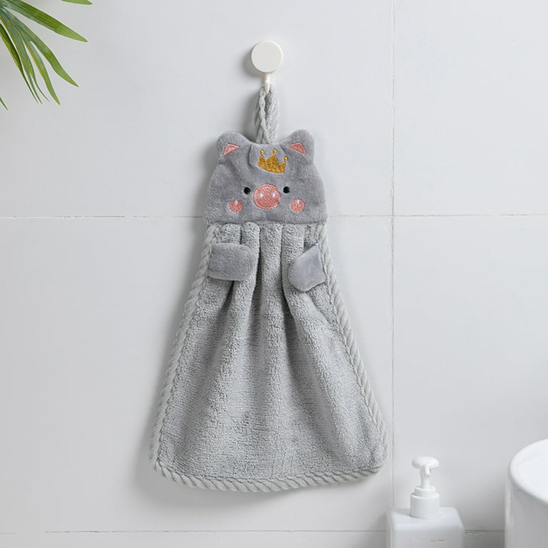 Visland Pig Kitchen Towels - Hanging Hand Towel,Soft Coral Fleece Hand  Towels or Dishcloths with Hanging Loop, Absorbent Hand Towel for Bathroom  Kitchen Decoration 