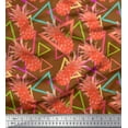 thumbnail image 1 of Soimoi Polyester Georgette Fabric Triangle & Pine Fruits Printed Craft Fabric by The Yard 52 Inch Wide, 1 of 5