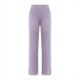 thumbnail image 6 of Ribbed Pants for Women, Audhol Women's Elastic Slim Fit Pants Sports Leisure Solid Color Brushed Strip Pocket Casual Pants Knit Pants for Women Light Violet S, 6 of 7