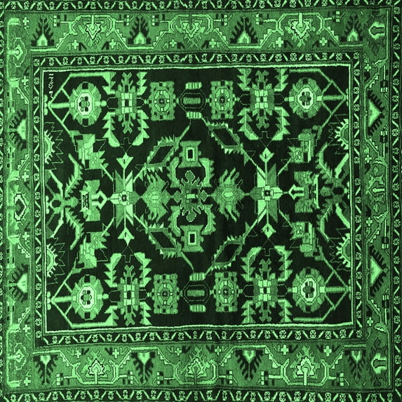 Ahgly Company Indoor Square Persian Emerald Green Traditional Area Rugs, 6' Square