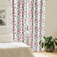 thumbnail image 3 of Ambesonne Kawaii Window Curtains, Fun Cartoon Hearts, Each 28" W x 84" L, Pale Blue Pink Beige, 3 of 5