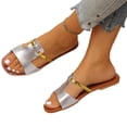thumbnail image 2 of Domuza Women's Casual Versatile Flat 2026 Spring Summer Trendy Textured Comfortable Beach Sandals Silver 10（EU-43）, 2 of 3