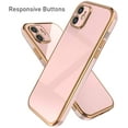 thumbnail image 4 of Case for iPhone 12 6.1 Inch, Soft Silicone Slim Case Electroplated Straight Edge Phone Case Shockproof Protective Case -Rose Gold, 4 of 15